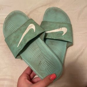 Mint Nike slides